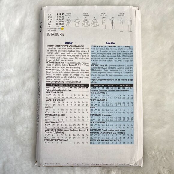 2 Butterick Sewing Patterns - Picture 3 of 5